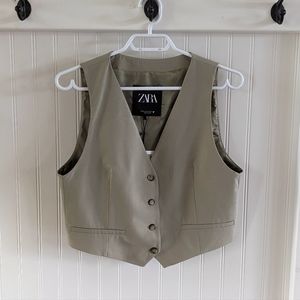 Zara Khaki Buttoned Vest